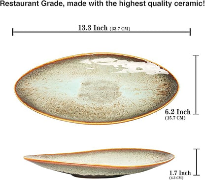 Ceramic Dinner Plates Set of 4, for Bread, Pasta, Salad, sushi - Microwave, Oven and Dishwasher Safe, Scratch Resistant durable Brown Brown reactive glaze