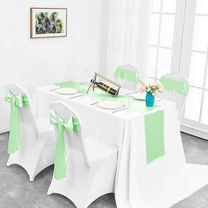10-Pack Mint Green Satin Table Runner 12 x 108 Inch Long Fuchsia Bright and - Image 5