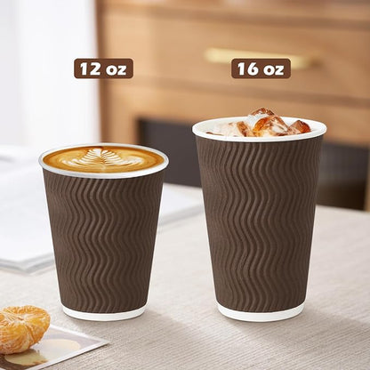 Clawsoff 90 Pack 16 oz Disposable Paper Coffee Cups Insulated Brown | - Image 6