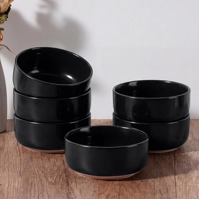 E-far Cereal Bowls Set of 6, 27oz Ceramic Deep Soup Bowls by E-far