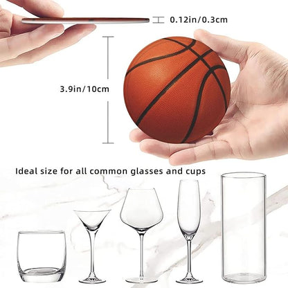 Basketball Coasters for Drinks with Holder Leather Coasters Set of 6 for Coffee Table