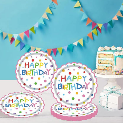 50Pcs Birthday Paper Plates 7inch Party Dessert Plates Supplies Colorful - Image 2