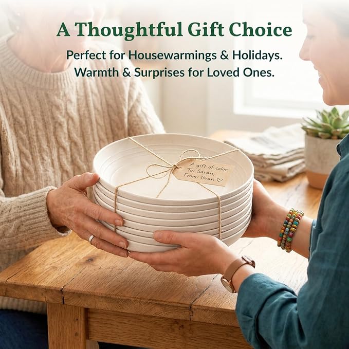 Wheat Straw Dinner Plates Set of 8, Unbreakable, Dishwasher & Microwave Safe - Image 8