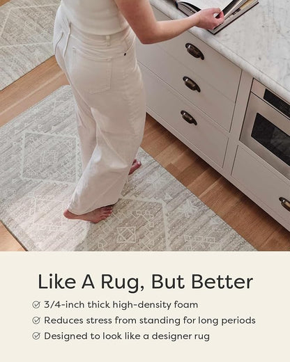 House of Noa Nama Standing Mat – Anti-Fatigue Cushioned Kitchen Mats for Floor | Ergonomic Bounce-Back Foam Kitchen Mats | Anti-Fatigue Mats for Kitchen & Standing | Ula Calico | 30" x 72"