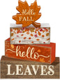Moucuny 4 Pcs Fall Decor Wooden Maple Leaf Decoration Thanksgiving Tiered Tray by Moucuny