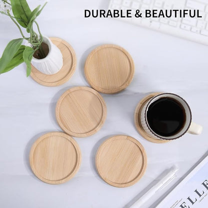 4 Inch Bamboo Drink Coasters Set - Image 2