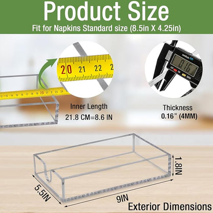 Acrylic Napkin Holder 2 Pack, Antislip | Flat Acrylic Tray - Image 3