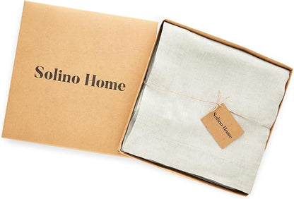 Solino Home Linen Tablecloth 70 x 108 Inch - 100% Pure Linen Light Flax Table Cloth for Rectangle Tables - Sonoma, Machine Washable Tablecloth for Spring, Easter