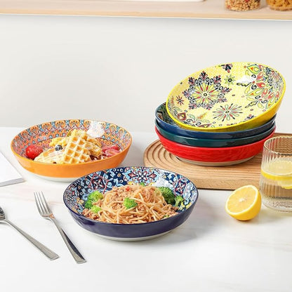 KitchenTour Pasta Bowls Set of 6-30 oz Large Wide & Shallow Serving Bowl - Image 5
