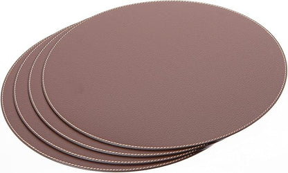 Nikalaz Round Placemats Set (Pack of 4) Recycled Leather Table Mats 15 inches, Kitchen Dining Table Decor by Nikalaz (Brown)