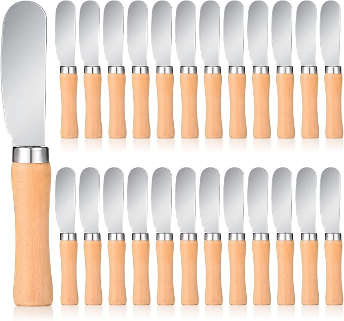 Patelai 25 Pieces Mini Butter Spreader Knife Bulk 4. 5 Inch Wide Blade by Patelai