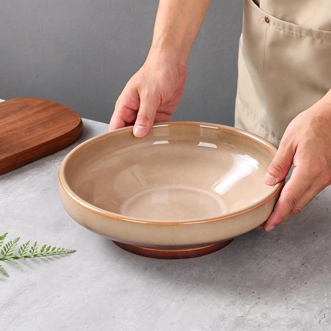 Ceramic Fruit Bowl for Kitchen Counter, Decorative Pedestal Bowl for Table - Image 4