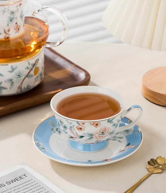 Jusalpha Porcelain Tea Set, 4 Cups and Saucers - Image 7