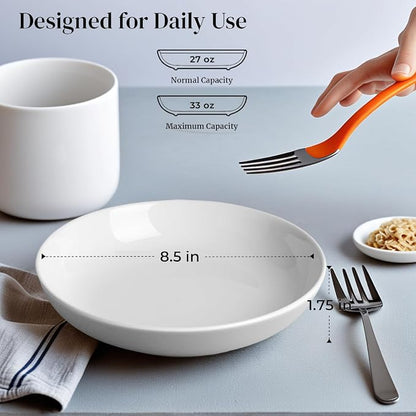 DeeCoo 7 Pack Porcelain Pasta Bowls Ceramic, Large Serving Bowl, Wide and - Image 3