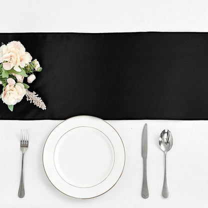 10-Pack Black Satin Table Runner 12 x 108 Inch Long Bright and Smooth Silk - Image 2