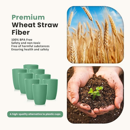 Homienly Plastic Cups Reusable 8 PCS Wheat Straw Cups a Good Alternative - Image 2