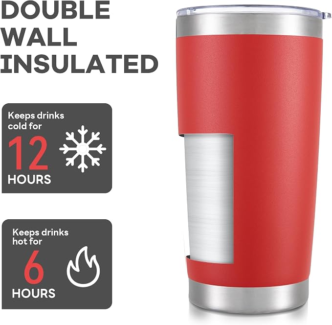 20 oz Tumbler with Lid Stainless Steel Insulated Tumblers Cups Travel Mug | - Image 3