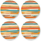 Red Stripes 4 Piecing Set Round Drink Coaster Cork Trivets by KLL