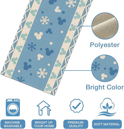 Seliem Winter Blue Table Runner, Snowflake Polka Dot Kitchen Dining Table | - Image 2