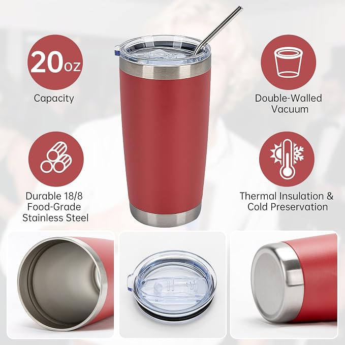 IEOVIEE 32 Pack 20oz Stainless Steel Insulated Bulk Tumblers - Image 5