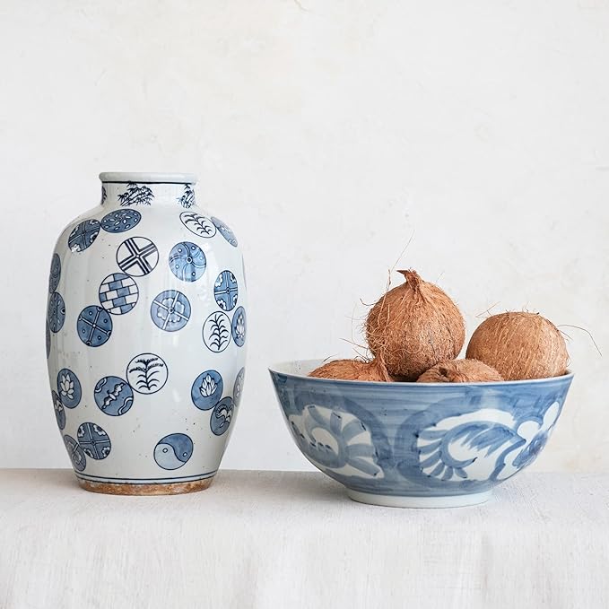 Creative Co-Op Hand Painted Stoneware Bowl - Image 4