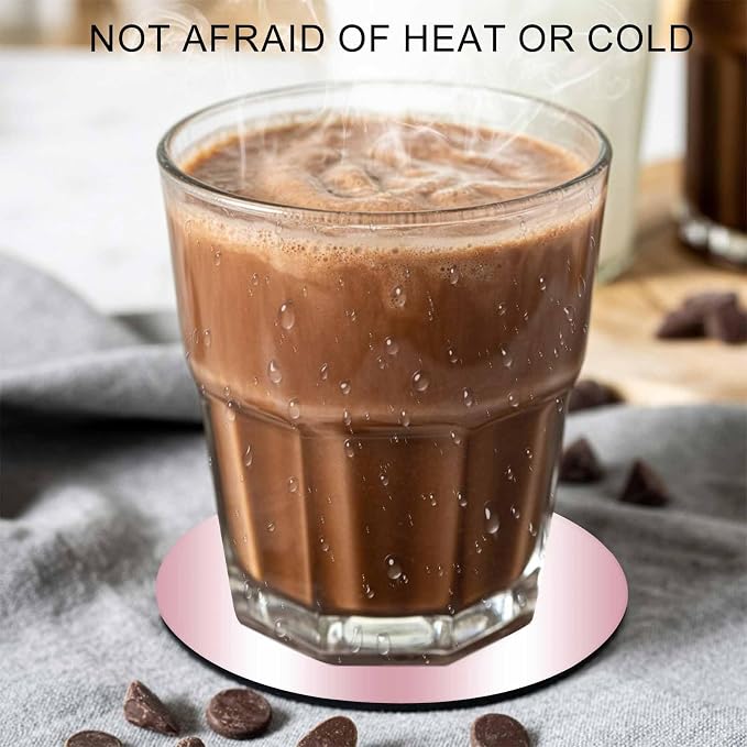 Ombre Pink Coasters Set of 6, Modern Minimalist Geometric Gradient Color Soft - Image 3