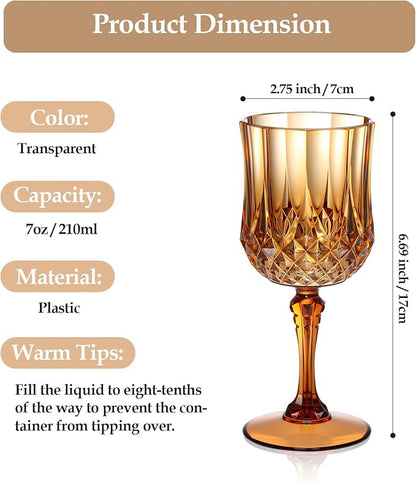 XUWAIDSGN 7oz Plastic Vintage Wine Glasses Drinking Glasses Unbreakable Wedding - Image 2
