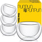 PunPun 4.2oz. 125ml Tea Cups Set of 4, Double Walled Glass Cups by PunPun