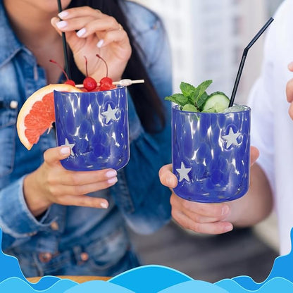 Skylety 2 Pcs Star Icon Juice Glasses 14 oz Stemless Wine Drinking Juice Glass - Image 4
