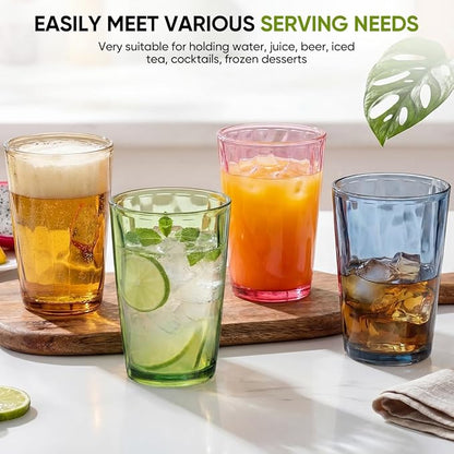 KISEER 8 Pack 16oz Plastic Colors Reusable Drinking Glasses Tumblers - Image 4