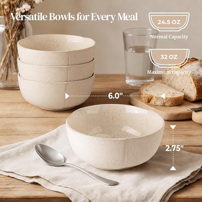 DOWAN 32 OZ Soup Bowls Set of 4, Dishwasher & Microwave Safe - Image 2