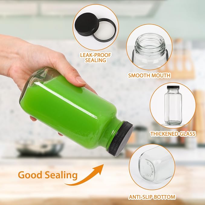 AuroTrends 8 oz Glass Juicing Bottles 6-Pack - Image 2
