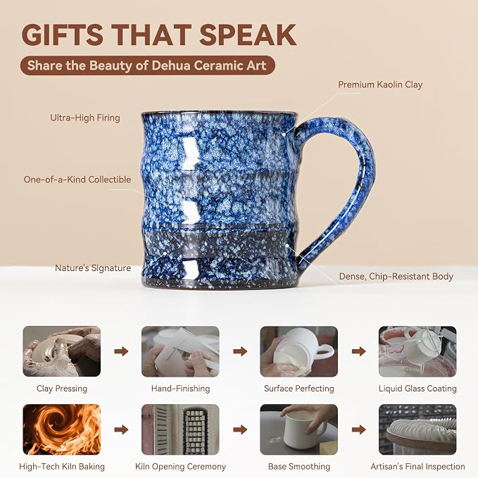 Unique Reactive Glaze Ceramic Coffee Mug - 15 oz Large Coffee Cup - Image 6