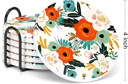 Coasters for Drinks, Kitchen Home Decor Housewarming Gift, Round 4 in - Image 2