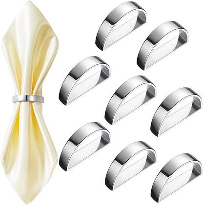 8 Pcs Stainless Steel Napkin Rings Metal Napkin Ring Holders Fall Thanksgiving by CHENGU