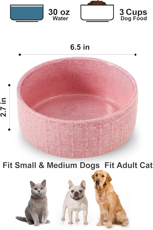 Ceramic Dog Bowls, 6.5inch Dog Food Bowls Water Bowl Dishes - Image 2
