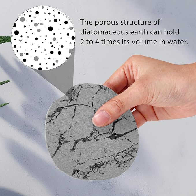 Diatomaceous Earth Coasters Set of 8，Cool Absorbent Quick-Dry Drink Coasters - Image 4