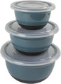 Crisp 6-Piece Non-Slip Bowl Set - Plastic, Durable Kitchenware, Dishwasher Safe - Made in the USA - Prussian Blue