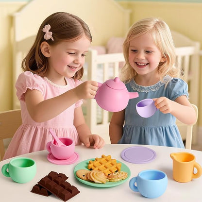 Silicone Tea Sets for Toddlers 3-5, Pretend Play Kitchen Accessories Birthday - Image 9
