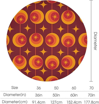 Modern Mid Century Round Tablecloth, Abstract Vintage Geometric Print Tablecloth for Home Party Dining Room Kitchen Decor 70Inch(178cm)