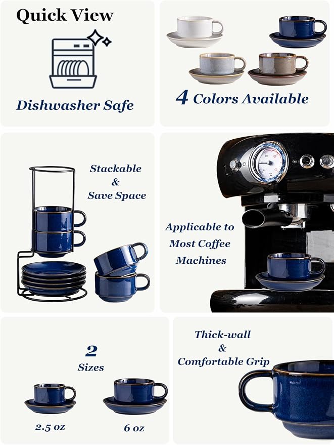 Gomakren 6oz Cappuccino Cups Set of 4 - Image 3