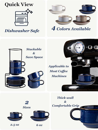 Gomakren 6oz Cappuccino Cups Set of 4 - Image 3