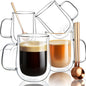 Double Walled Glass Coffee Mugs 16 OZ, Borosilicate Glass Coffee Cups Set of 4 by COMOME