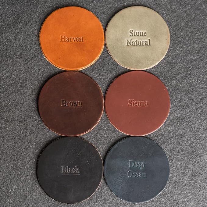 Ox & Pine Personalized Leather Coaster - Sold Individually or in Sets of 4 - Customize Inscription - 100% Full-Grain Leather – 4" Round or 4" Square (Square, Brown, 1 Individual Coaster)