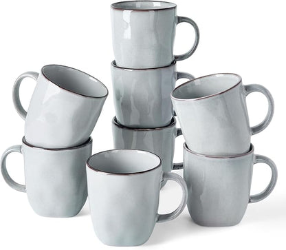 famiware Coffee Mugs Set of 8, Ocean Square 13oz Coffee Cup Set by Famiware