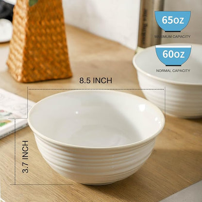 Serving Bowls Set of 2, 60 Ounce Ceramic Large Bowls, Deep Kitchen Bowls - Image 3