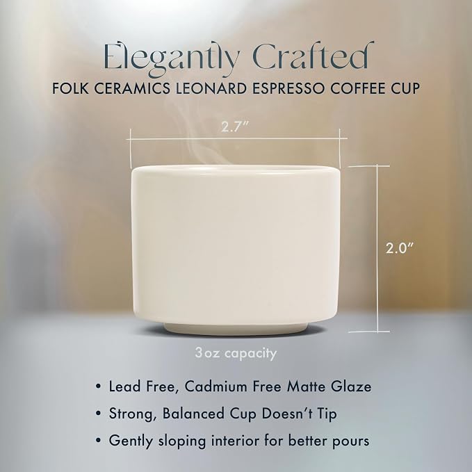 Folk Ceramics Leonard Ceramic Espresso Cups | Modern Stackable Demitasse Mugs - Image 4