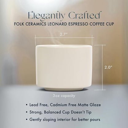 Folk Ceramics Leonard Ceramic Espresso Cups | Modern Stackable Demitasse Mugs - Image 4
