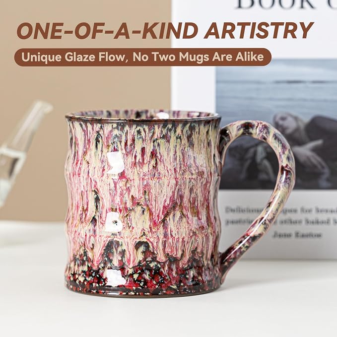Unique Reactive Glaze Ceramic Coffee Mug - 15 oz Large Coffee Cup - Image 2