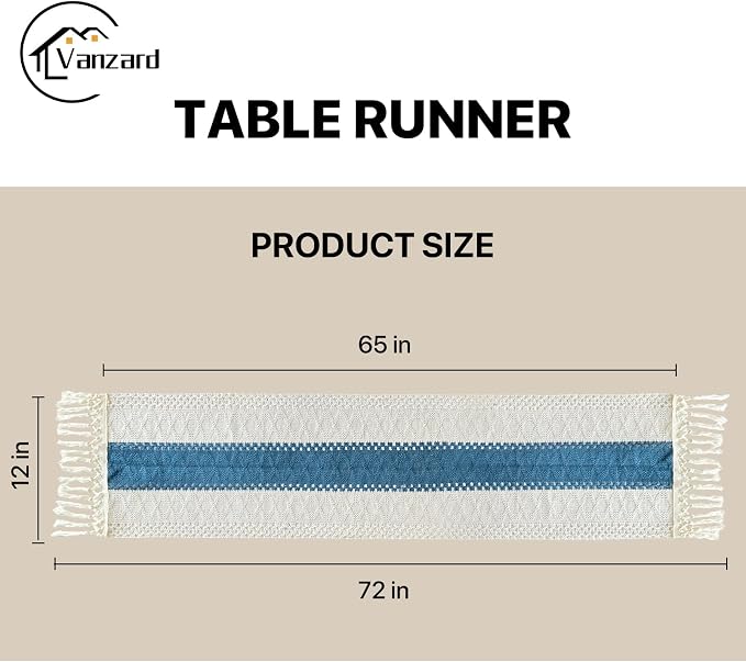 Blue Boho Table Runner for Home Decor - Image 3